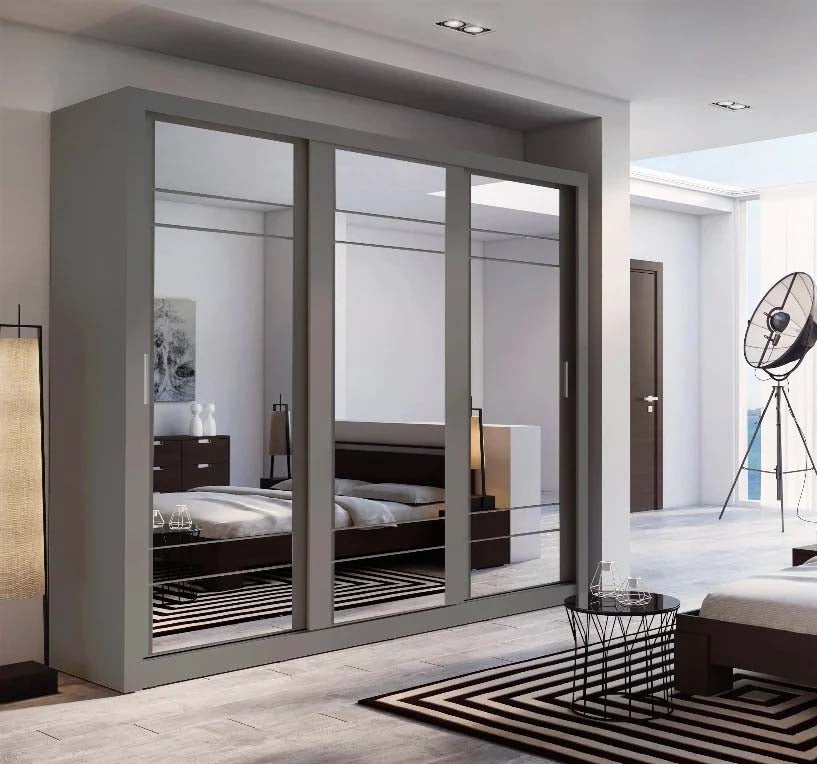 Manchester Matt Grey Sliding Door Wardrobe 250cm