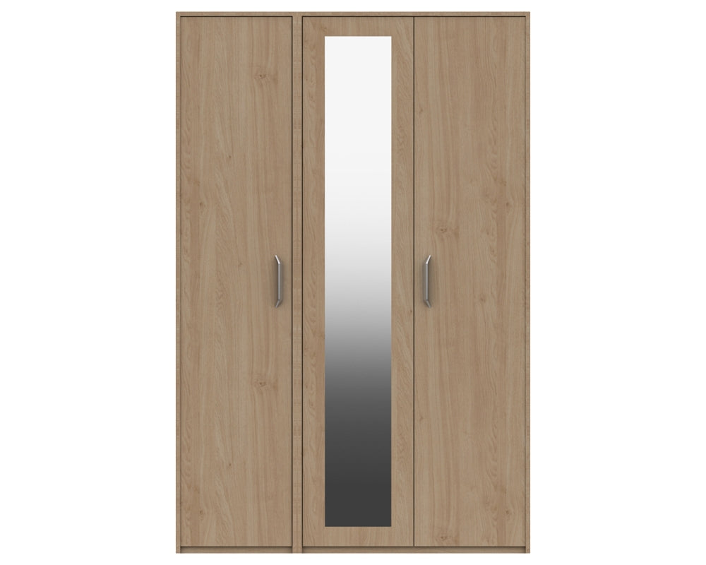Marston Oak 3 Door Wardrobe With Mirror