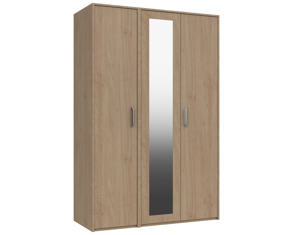 Marston Oak 3 Door Wardrobe With Mirror