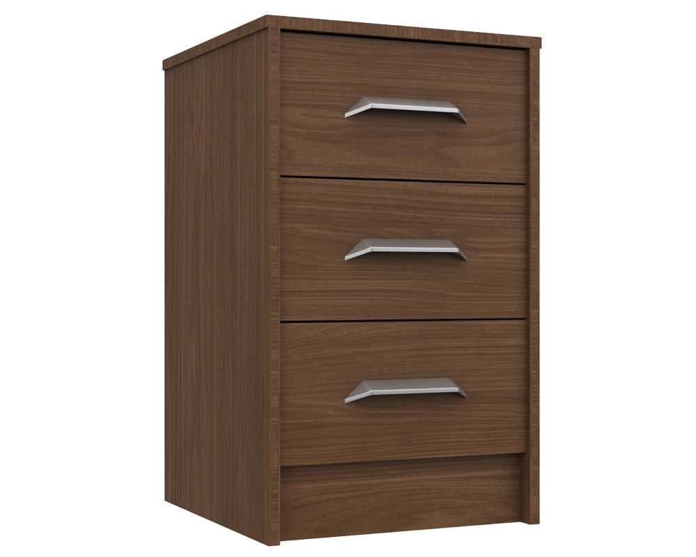 Marston Walnut 3 Drawer Bedside