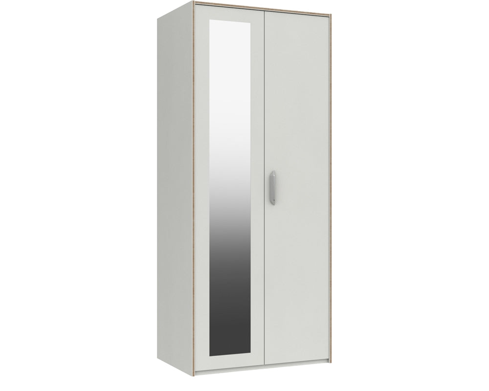 Marston White 2 Door Wardrobe With Mirror