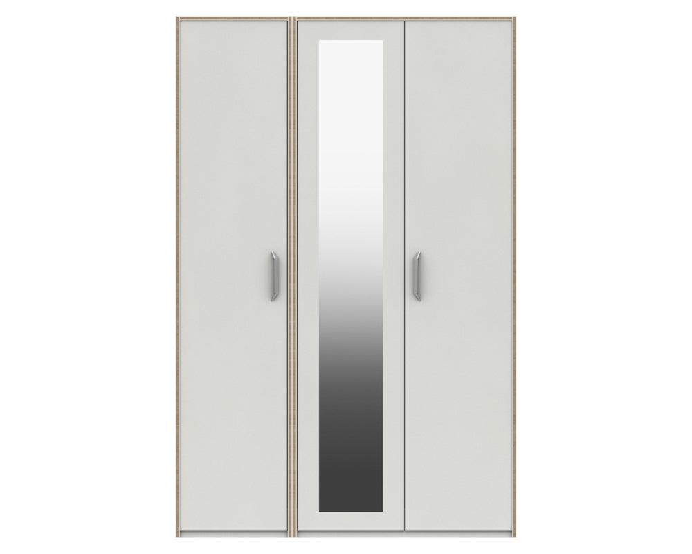 Marston White 3 Door Wardrobe With Mirror