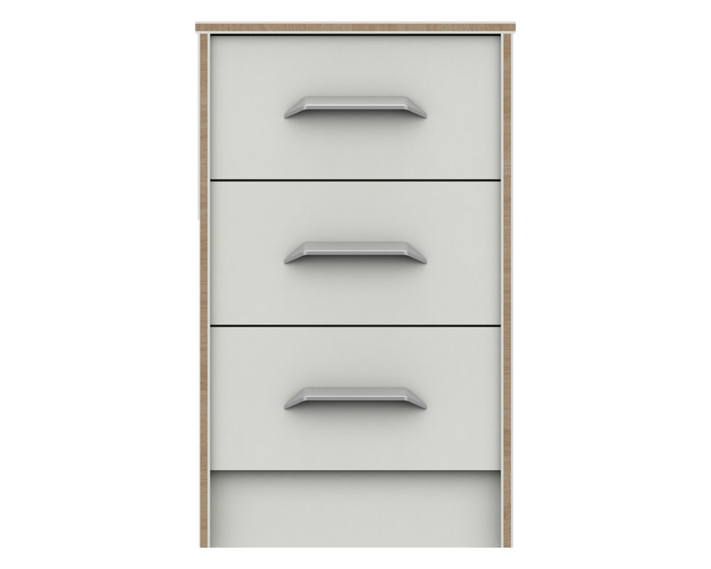 Marston White 3 Drawer Bedside