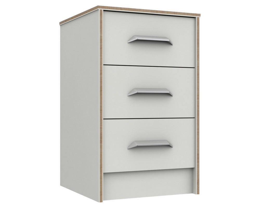 Marston White 3 Drawer Bedside