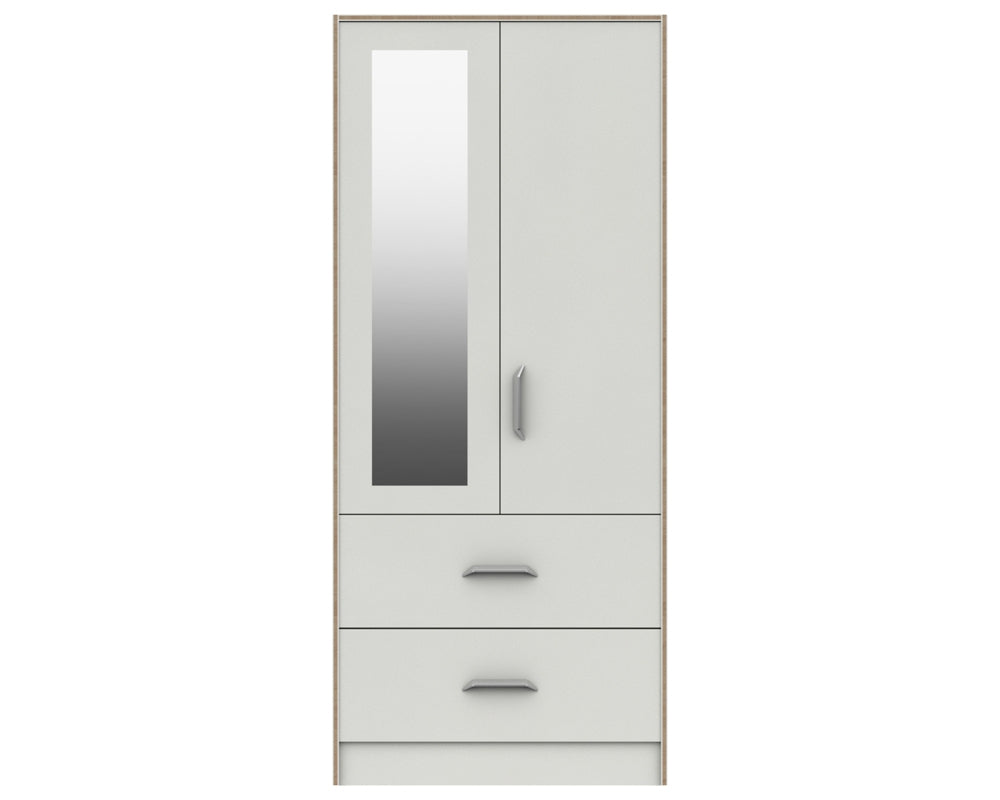 Marston White 2 Door Combi Wardrobe With Mirror