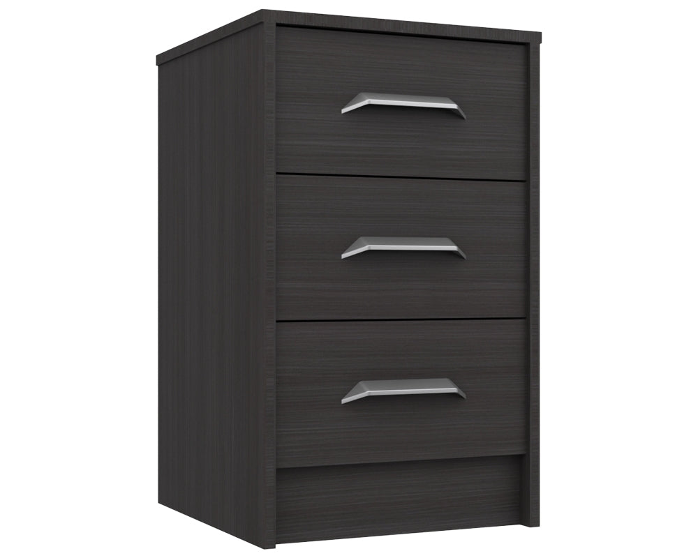 Marston Anthracite Oak 3 Drawer Bedside