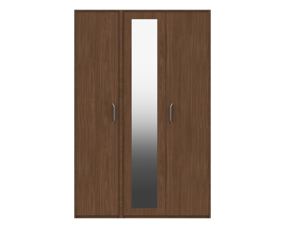 Marston Walnut 3 Door Wardrobe With Mirror