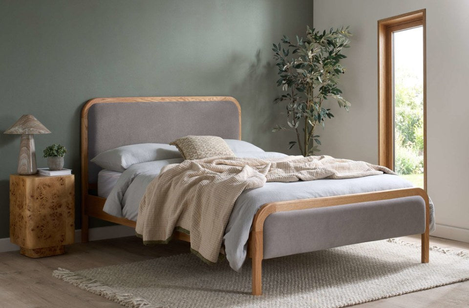 Martin Oak Bed Frame in a bedroom