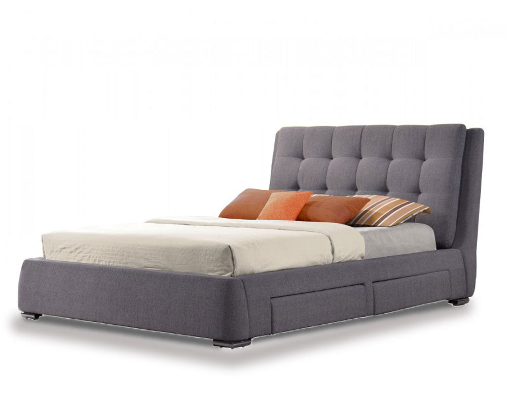 May Grey Fabric King Size 4 Drawer Bed Frame