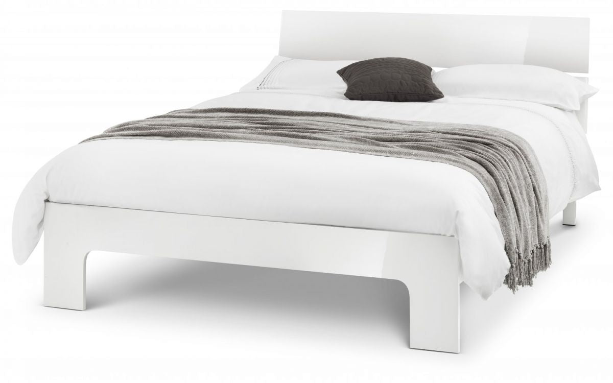 Manchester High Gloss White King Size Bed Frame