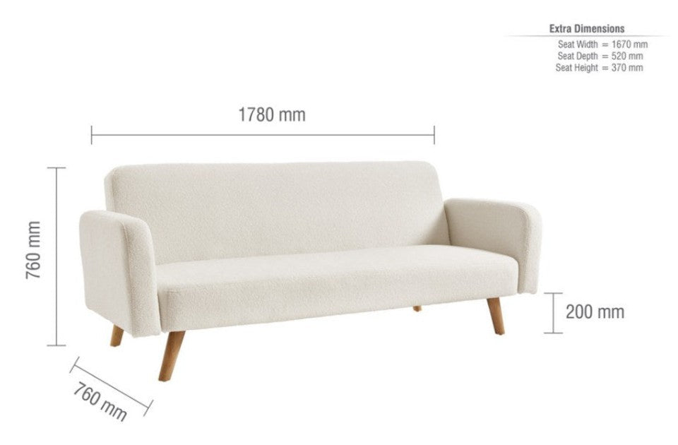 Michelle Sofa Bed Boucle White dimensions