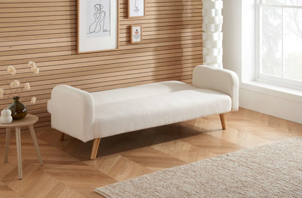 Michelle Sofa Bed Boucle White side view