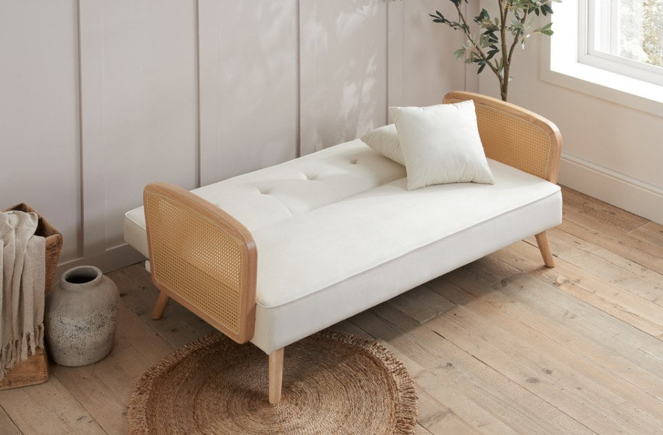 Milly Sofa Bed White opened as a bed