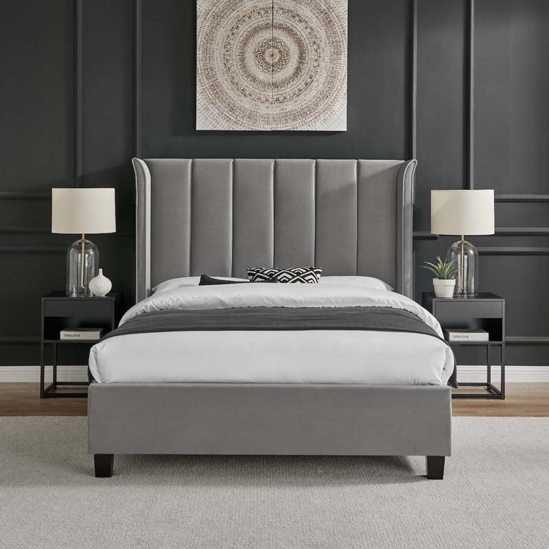 Planet Silver Grey Winged King Size Bed Frame