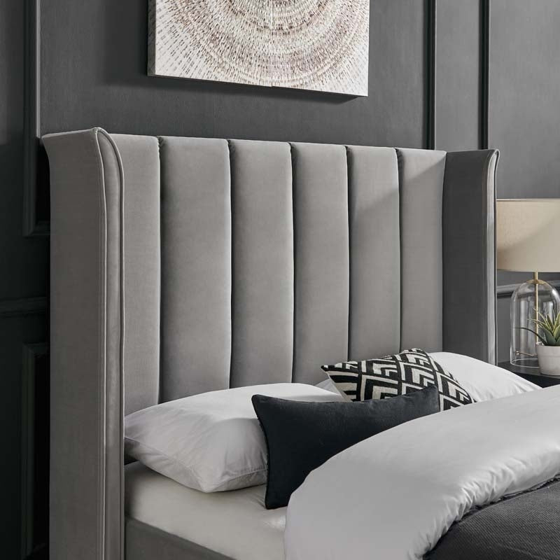 Planet Silver Grey Winged King Size Bed Frame