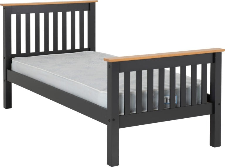 Monty Dark Grey High Foot Single Bed Frame