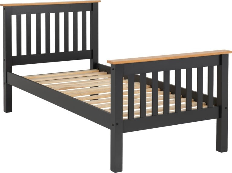Monty Dark Grey High Foot Single Bed Frame