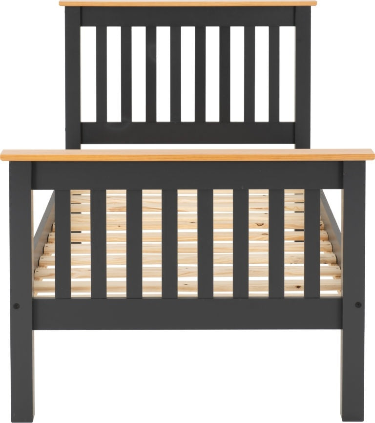 Monty Dark Grey High Foot Single Bed Frame