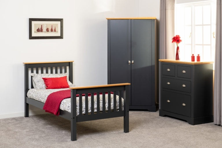 Monty Dark Grey High Foot Single Bed Frame