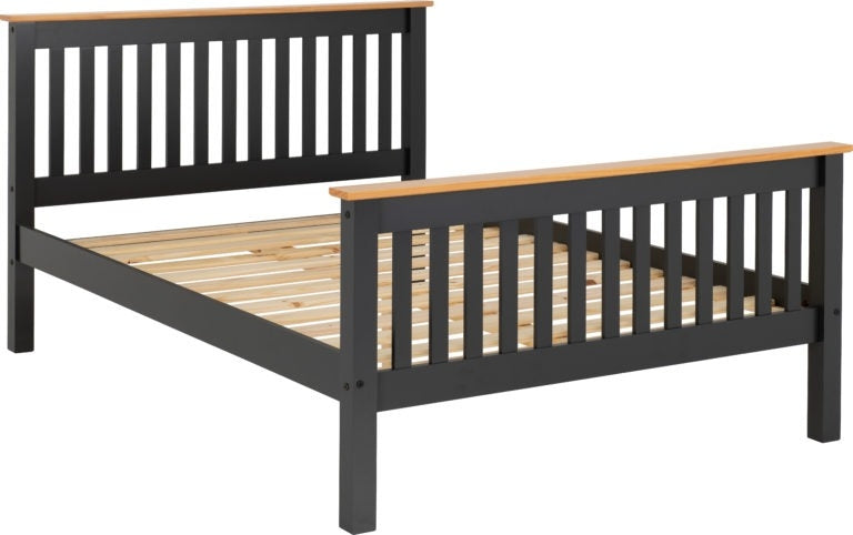 Monty Dark Grey And Oak High Foot King Size Bed Frame