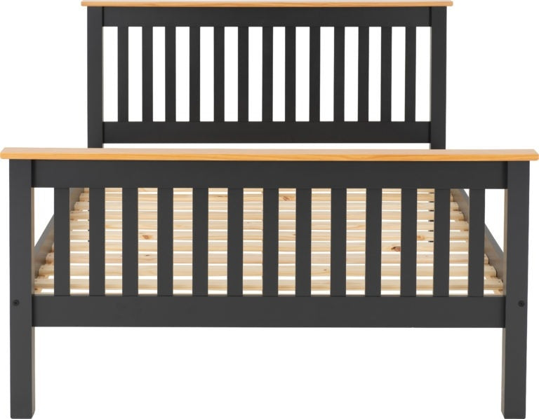 Monty Dark Grey And Oak High Foot Double Bed Frame