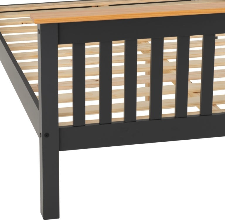 Monty Dark Grey And Oak High Foot King Size Bed Frame