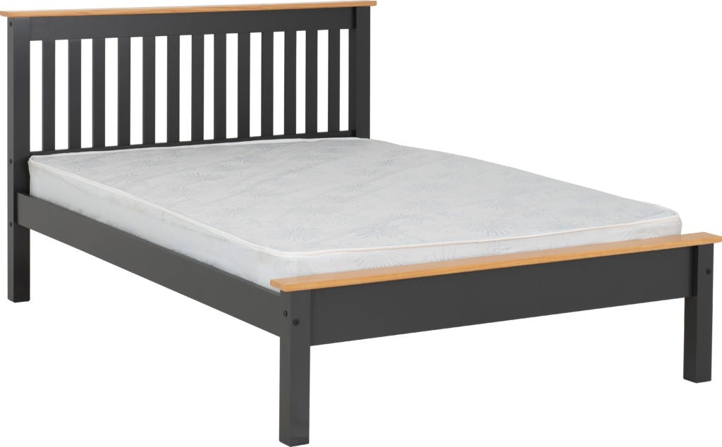Monty Dark Grey And Oak Low Foot Double Bed Frame