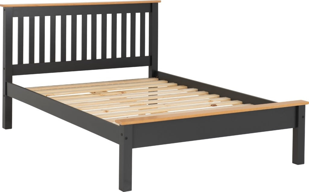 Monty Dark Grey And Oak Low Foot Double Bed Frame