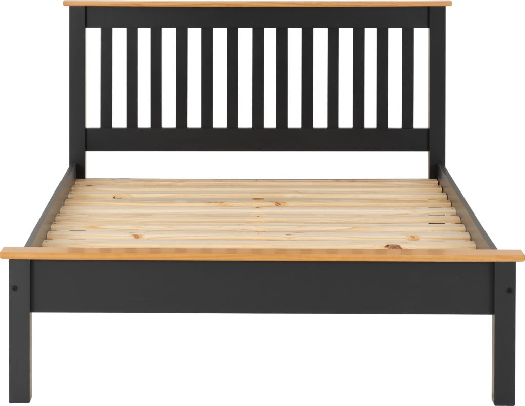 Monty Dark Grey And Oak Low Foot Double Bed Frame