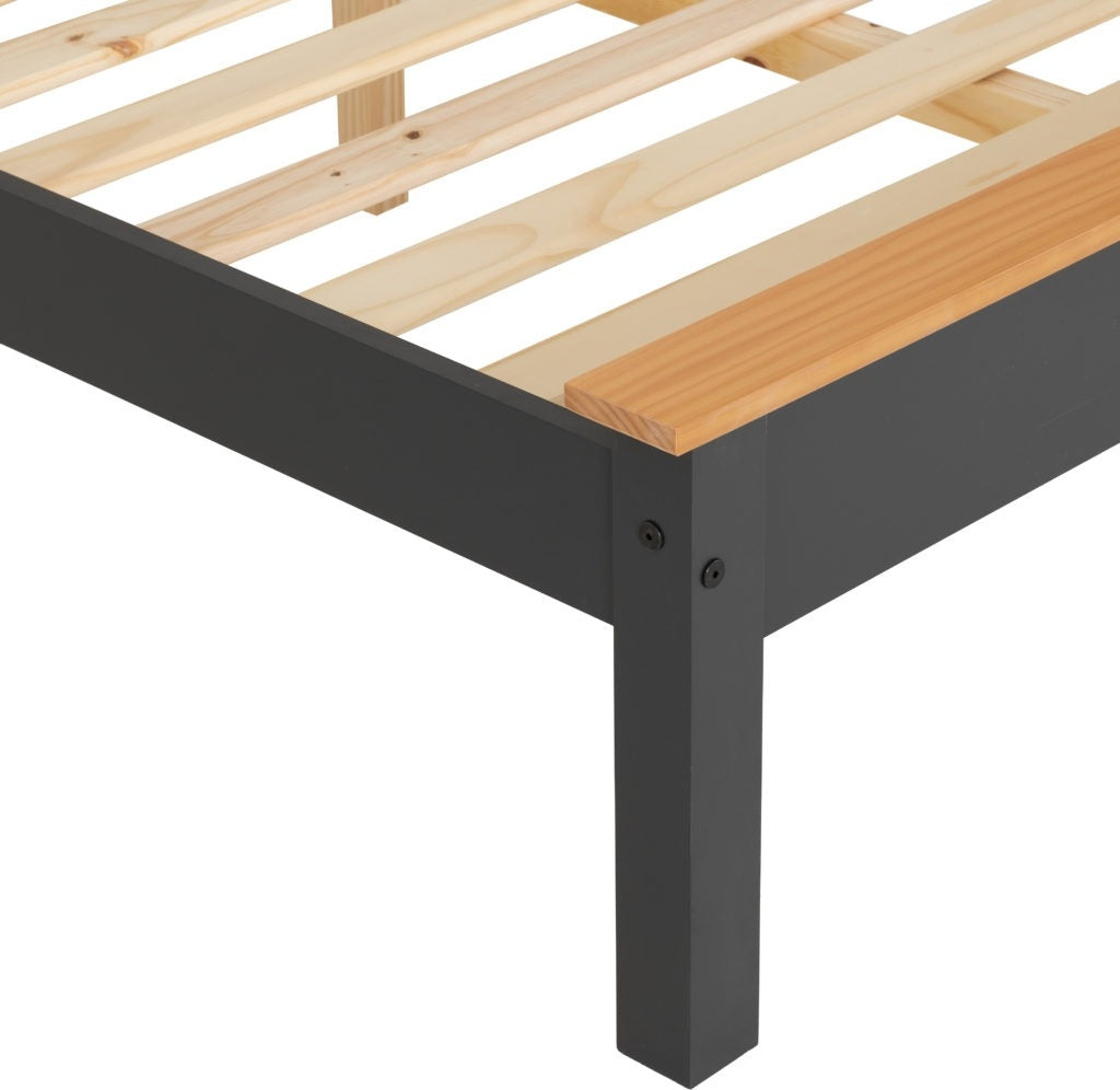 Monty Dark Grey And Oak Low Foot Double Bed Frame