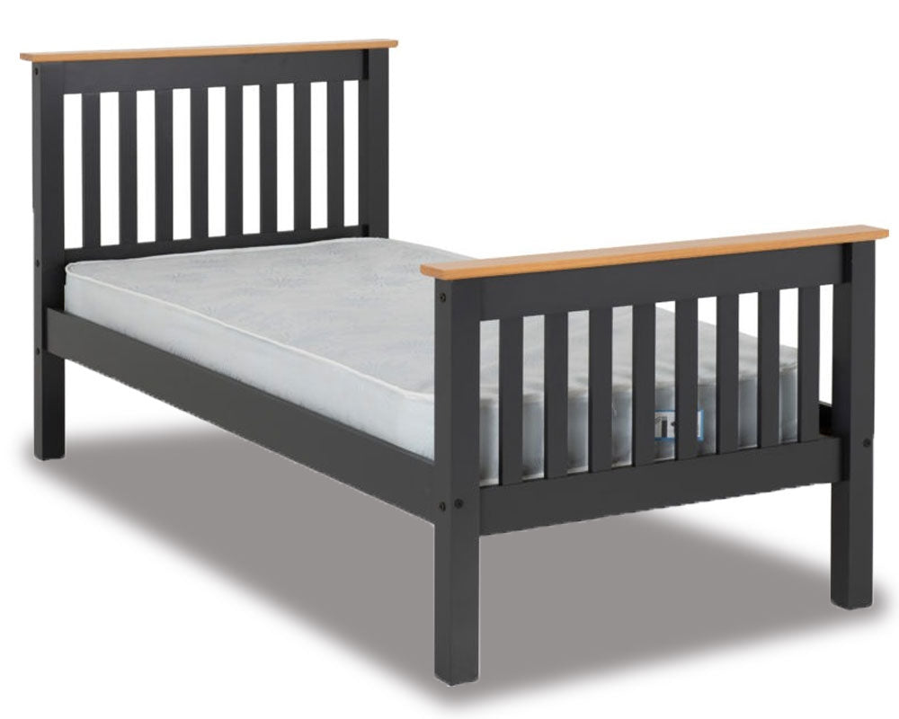 Monty Dark Grey High Foot Single Bed Frame