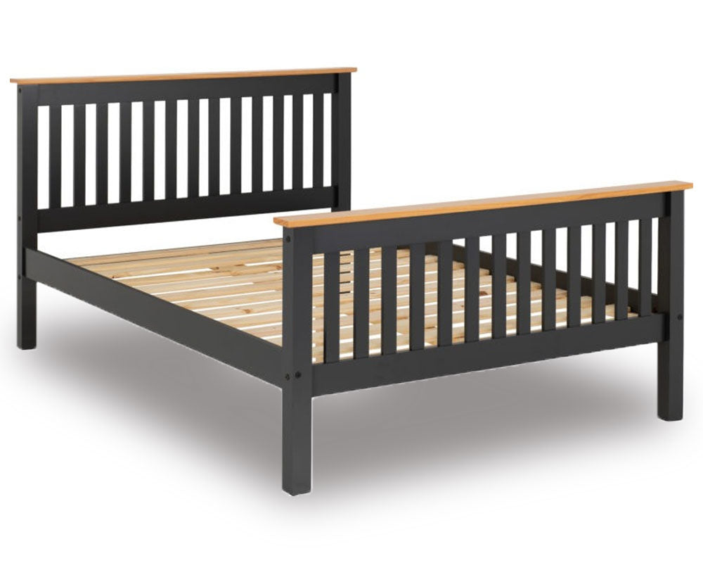 Monty Dark Grey And Oak High Foot King Size Bed Frame