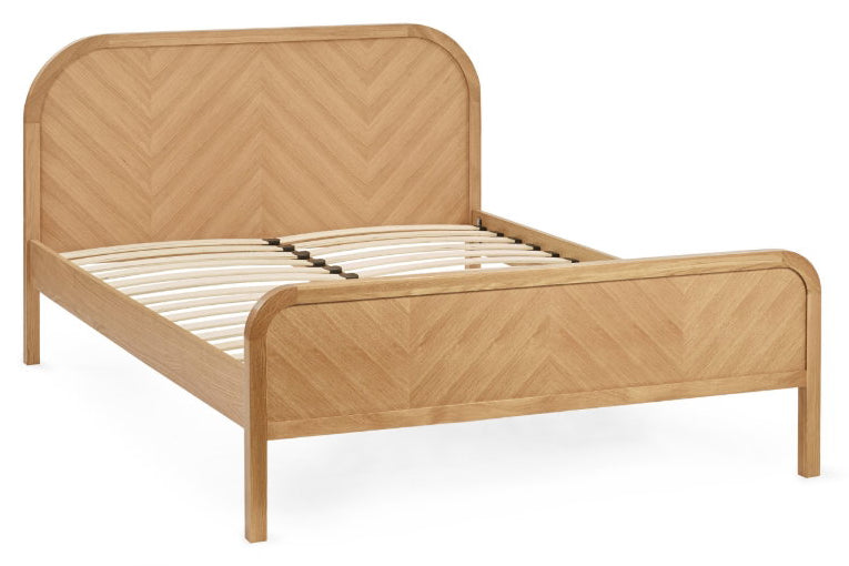 Mylon Oak Chevron Double Bed Frame angled view