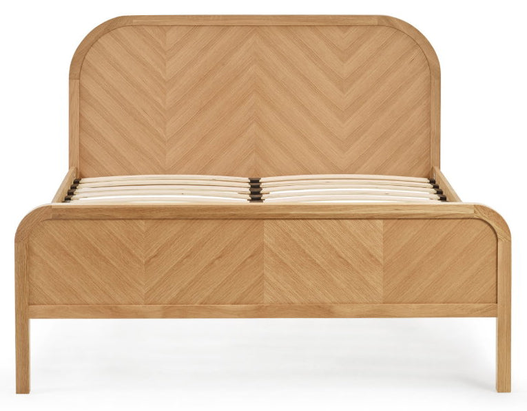 Mylon Oak Chevron Double Bed Frame front view