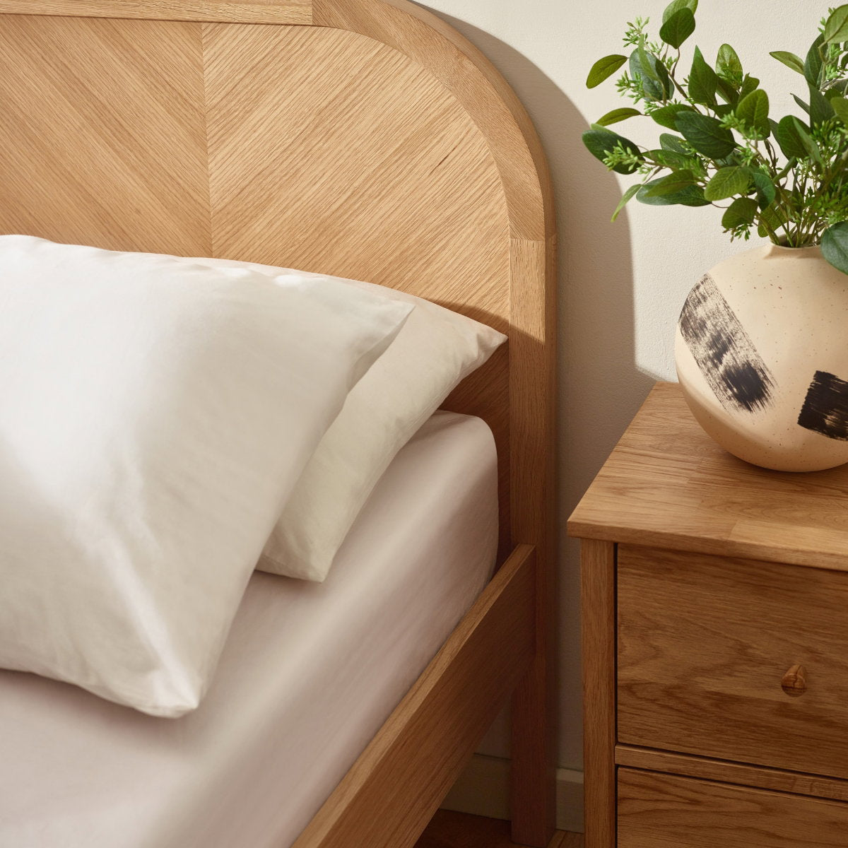 Mylon Oak Chevron Double Bed Frame close up