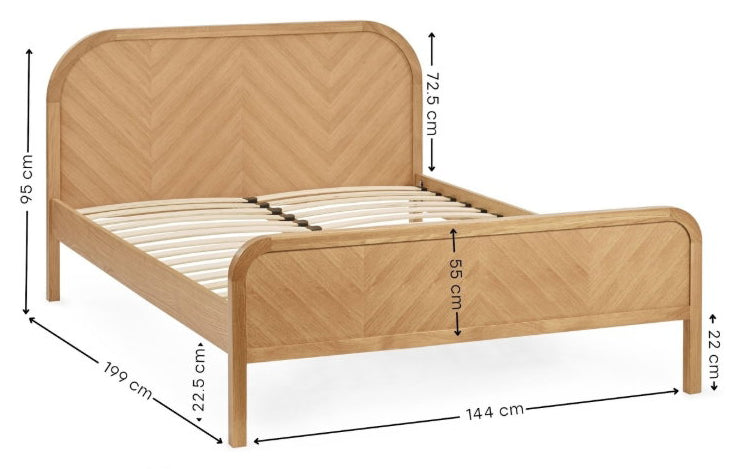 Mylon Oak Chevron Double Bed Frame side view