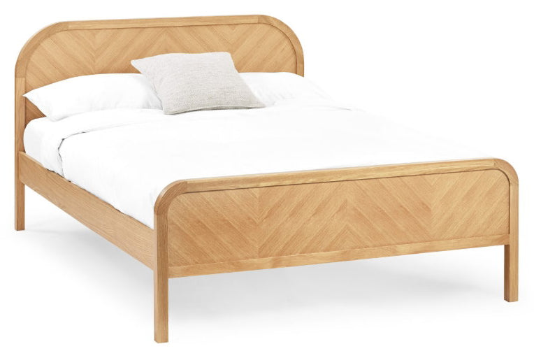Mylon Oak Chevron Double Bed Frame without mattress
