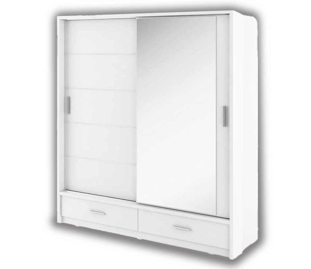 Newcastle White Sliding Door Wardrobe 200cm With Lights