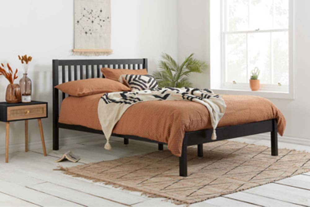 Nomad Black Wooden Double Bed Frame
