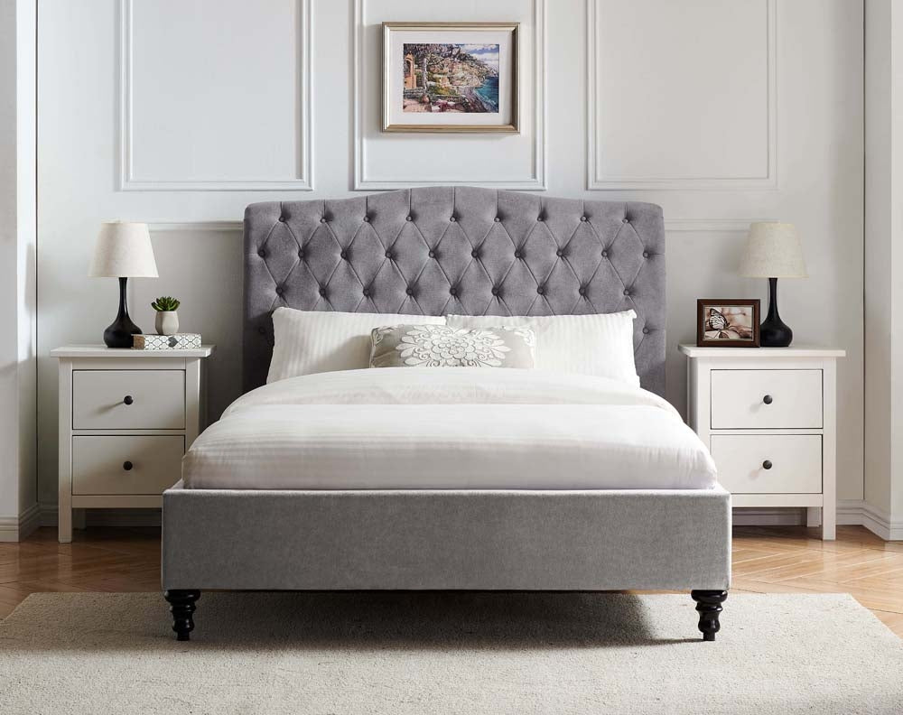 Rosemary Light Grey Double Bed Frame