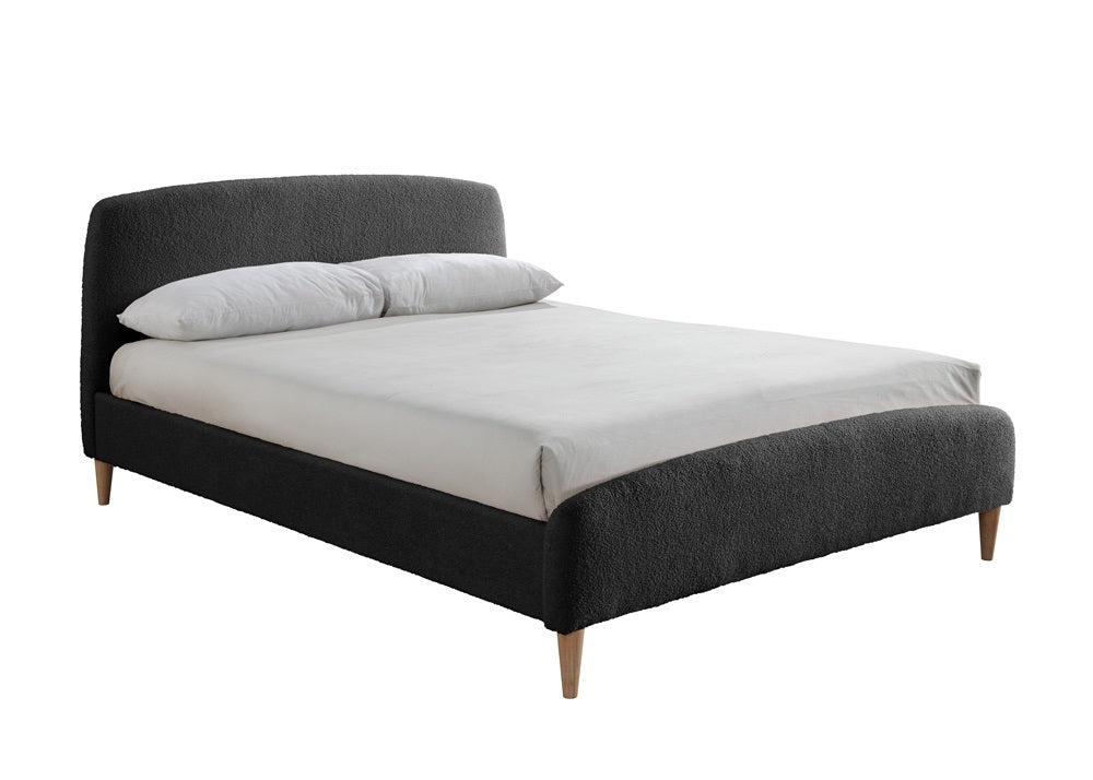 Utley Charcoal Teddy Fabric Double Bed Frame