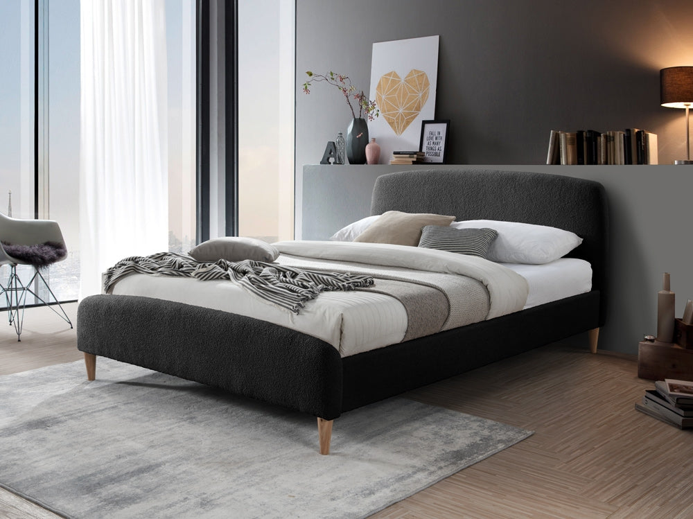 Utley Charcoal Teddy Fabric Double Bed Frame