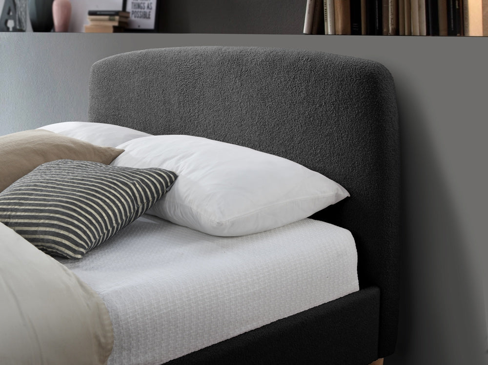 Utley Charcoal Teddy Fabric Double Bed Frame