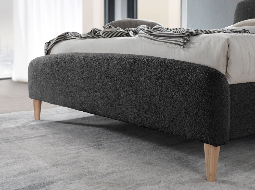 Utley Charcoal Teddy Fabric Double Bed Frame