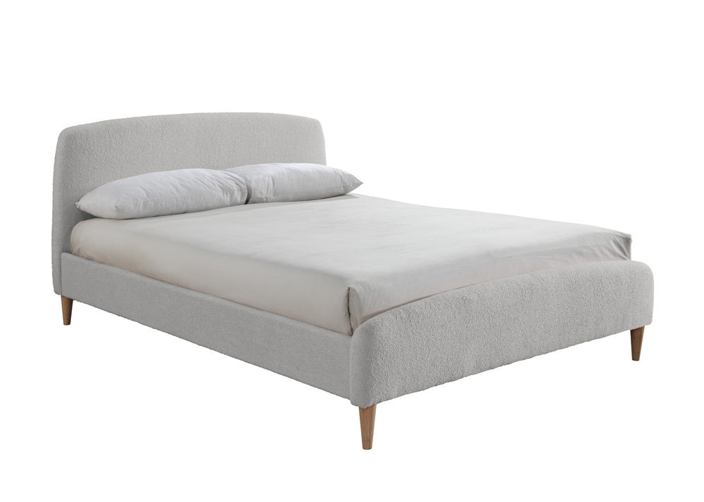 Utley Dove Grey Teddy Fabric Double Bed Frame