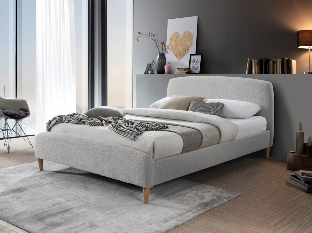 Utley Dove Grey Teddy Fabric Double Bed Frame