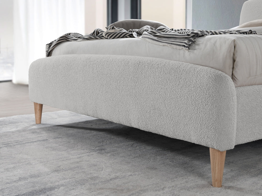 Utley Dove Grey Teddy Fabric Double Bed Frame