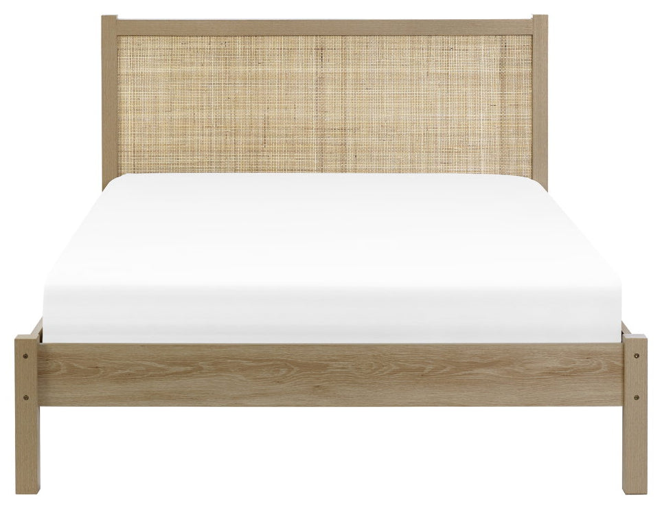 Paddy Oak Rattan Double Bed Frame without mattress