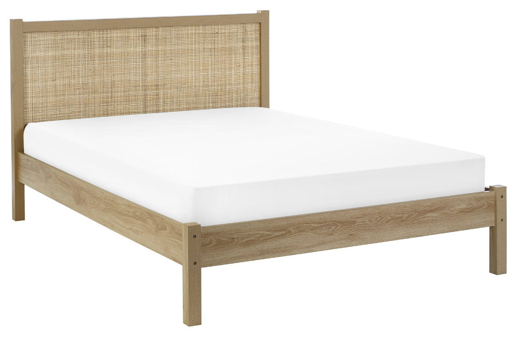 Paddy Oak Rattan King Size Bed Frame angled view