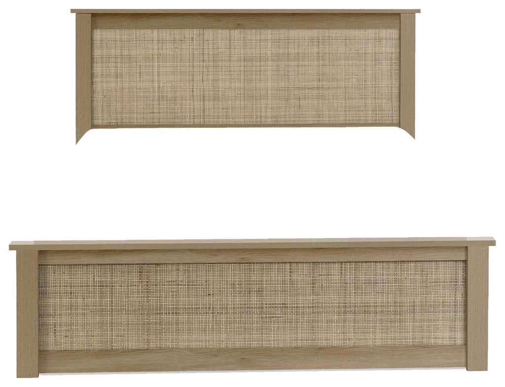 Paddy Oak Rattan King Size Ottoman Bed with storage open